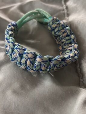 Handwoven Paracord Bracelet in Mint, Blue & Cream